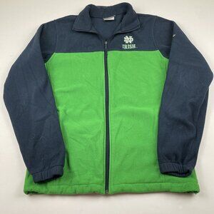 Notre Dame Fighting Irish Jacket Men’s S Green Blue Fleece Zip Columbia Football